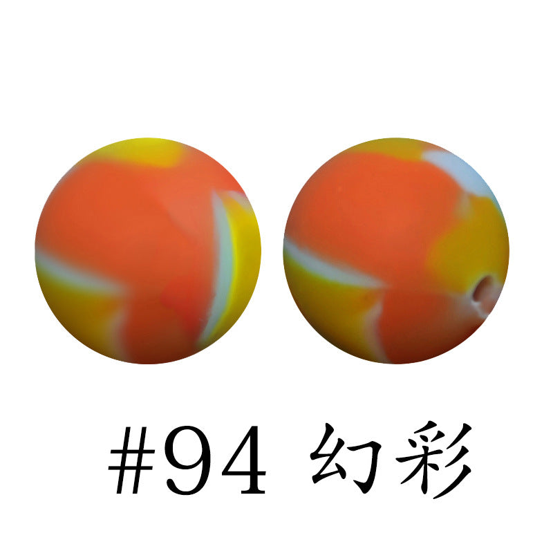 Wholesale 50pcs 16mm Print Silicone Beads Colorful Silicone Water Transfer Beads